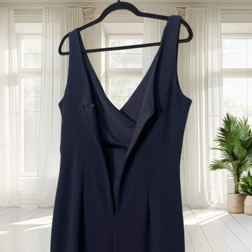 Betsy & Adam Navy Blue Ruffle High-Low Gown Size 14 NWT | Elegant Formal Dress - Picture 9 of 15